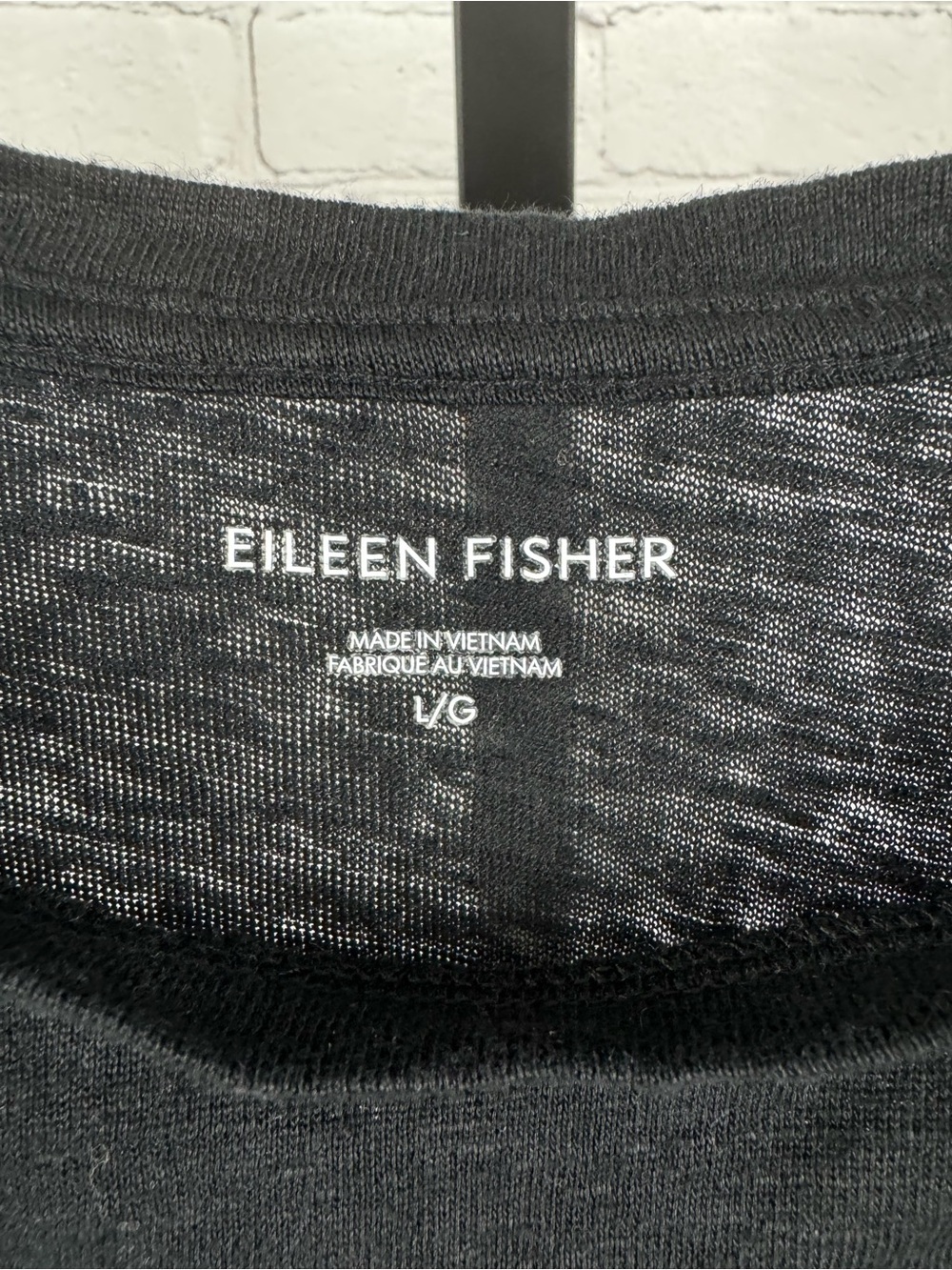Eileen Fisher Black 100% Organic Linen Short Sleeve Top Size Large - Picture 2 of 5
